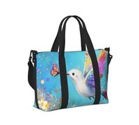 Mexpekil Hummingbird Flying Floral Colorful Travel Duffel Bag Waterproof Sports Gym Bag Large Weekend Overnight Bags for Women Men Foldable Carry On Luggage Tote Bag for Flight