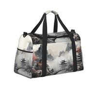 Mexpekil Ink Nature Scenery Duffel Bag Large Carry On Hand Luggage Bags Waterproof Weekender Bags Foldable Tote Bag for Travel Sports Gym Dance
