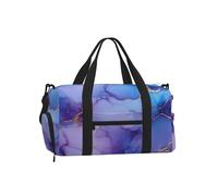 Mexpekil Ink Purple Blue Marble Gym Bag with Shoe Compartment Waterproof Duffel Bag Large Overnight Weekend Bags Travel Holdall for Women Men Teens