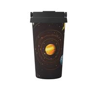 Mexpekil Insulated Coffee Cup Travel Mug with Leakproof Lid Solar System Universe Space Thermal Cups for Hot Drinks 500ml
