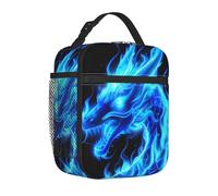 Mexpekil Insulated Lunch Bag for Kids Boys Girls Abstract Blue Fire Animal Dragon Reusable Thermal Lunch Bags Box Leakproof Cooler Bag for School Work Office Camping