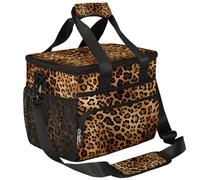 Mexpekil Insulated Lunch Bag Large Lunch Bags for Women Men Work Camping Beach Picnic 15L Retro Leopard Cheetah Animal Print Cool Bag Waterproof Leakproof
