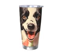 Mexpekil Insulated Travel Mug Iced Coffee Cup Travel Mug Stainless Steel Smoothie Cup Car Coffee Mug Border Collie Tumbler with Lid no Straw, 590ml