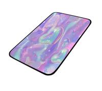 Mexpekil Iridescent Love Heart Stars Pattern Doormats Indoor Outdoor Entrance 100 x 50 cm Non Slip Kitchen Rugs Door Floor Mat Bath Rug