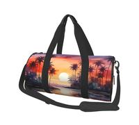 Mexpekil Island Coconut Tree Foldable Gym Bag Carry On Travel Duffle Bags Waterproof Woman Men Hand Luggage Bag Large Weekend Overnight Bags for Sports Dance with Removable Strap