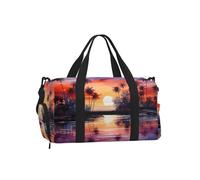 Mexpekil Island Coconut Tree Gym Bag with Shoe Compartment Waterproof Duffel Bag Large Overnight Weekend Bags Travel Holdall for Women Men Teens