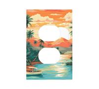 Mexpekil Island Coconut Trees Light Switch Cover 1 Gang Single Duplex Outlet Cover Decorative Wall Plate for Home Office