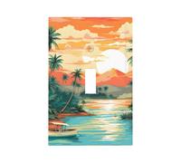 Mexpekil Island Coconut Trees Light Switch Cover 1 Gang Single Toggle Outlet Cover Decorative Wall Plate for Home Office