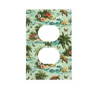 Mexpekil Island Tree Turtles Light Switch Cover 1 Gang Single Duplex Outlet Cover Decorative Wall Plate for Home Office