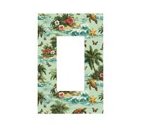 Mexpekil Island Tree Turtles Light Switch Cover 1 Gang Single Rocker Outlet Cover Decorative Wall Plate for Home Office