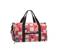 Mexpekil Japanese Cats Gym Bag with Shoe Compartment Waterproof Duffel Bag Large Overnight Weekend Bags Travel Holdall for Women Men Teens
