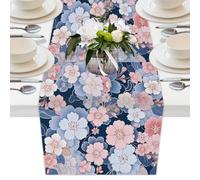 Mexpekil Japanese Cherry Blossom Floral Table Runner for Dining Table Waterproof Coffee Table Runners Long Table Decorations for Wedding Party Festival 33x178 cm