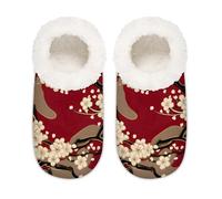 Mexpekil Japanese Cherry Blossom Floral Women's Slippers Size 6-6.5 Soft Fuzzy House Slipper Non Slip Home Shoes for Women Men Ladies
