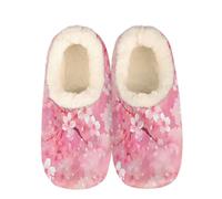 Mexpekil Japanese Cherry Blossoms Pink Women's & Men's Slippers with Fluffy Collar Winter Warm House Slippers Anti-Slip Indoor House Shoes Gifts for Mum Dad (Sizes UK 6-7)