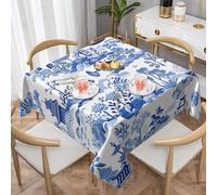 Mexpekil Japanese Japan Blue Ink Architecture Square Table Cloth 140x140 cm Washable Stain Resistant Tablecloth Decorative Table Cover for Dining Party
