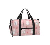 Mexpekil Japanese Kawai Cats Gym Bag with Shoe Compartment Waterproof Duffel Bag Large Overnight Weekend Bags Travel Holdall for Women Men Teens