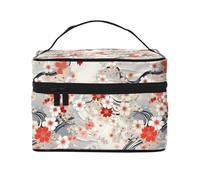Mexpekil Japanese Style Cherry Blossom Makeup Bag Travel Cosmetic Bags Large Capacity Make Up Organiser Storage Bag Portable Toiletry Bags for Women Girls