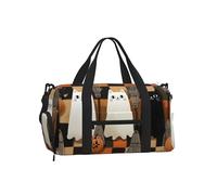 Mexpekil Japanese Three Cats Gym Bag with Shoe Compartment Waterproof Duffel Bag Large Overnight Weekend Bags Travel Holdall for Women Men Teens
