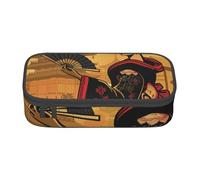 Mexpekil Japanese Troditional Woman Geisha Pencil Case for Girls Boys Pencil Bag Stationery Organiser with Compartments School Supply Bag for Students Office