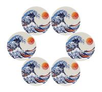 Mexpekil Japanese Waves Round Placemats Set of 6 Heat Resistant Table Mats Modern Table Decorations for Dining Kitchen Wedding Party (39cm)