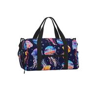 Mexpekil Jellyfish Art Gym Bag with Shoe Compartment Waterproof Duffel Bag Large Overnight Weekend Bags Travel Holdall for Women Men Teens
