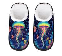 Mexpekil Jellyfish Seahorse Coral Neon Fluffy Slippers for Women Men M