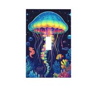 Mexpekil Jellyfish Seahorse Coral Neon Light Switch Cover 1 Gang Single Toggle Outlet Cover Decorative Wall Plate for Home Office