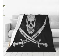 Mexpekil Jolly Roger Pirate Skull Throw Blanket, Grunge Skeleton Soft Warm Fleece Blanket Fluffy Plush Flannel Blanket For Bed Sofa Couch Home 76x102cm