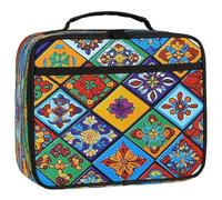 Mexpekil Kids Lunch Bag Colorful Mexican Tile Mandala Floral Lunch Box Bag for Boys Girls Reusable Insulated Bento Tote Bag for School Picnic Work
