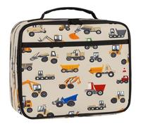 Mexpekil Kids Lunch Bag Construction Trucks Diggers Beige Lunch Box Bag for Boys Girls Reusable Insulated Bento Tote Bag for School Picnic Work