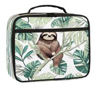 Mexpekil Kids Lunch Bag Cute Sloth Tropical Palm Leaves Lunch Box Bag for Boys Girls Reusable Insulated Bento Tote Bag for School Picnic Work