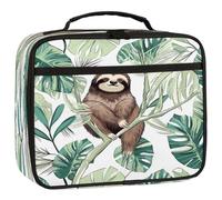 Mexpekil Kids Lunch Bag Cute Sloth Tropical Palm Leaves Lunch Box Bag for Boys Girls Reusable Insulated Bento Tote Bag for School Picnic Work