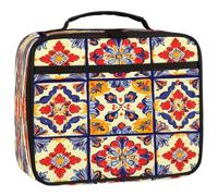 Mexpekil Kids Lunch Bag Ethnic Mexican Tile Flroal Lunch Box Bag for Boys Girls Reusable Insulated Bento Tote Bag for School Picnic Work