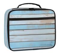 Mexpekil Kids Lunch Bag Light Blue Gray Wooden Grain Lunch Box Bag for Boys Girls Reusable Insulated Bento Tote Bag for School Picnic Work
