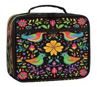Mexpekil Kids Lunch Bag Mexican Colorful Birds Flowers Lunch Box Bag for Boys Girls Reusable Insulated Bento Tote Bag for School Picnic Work