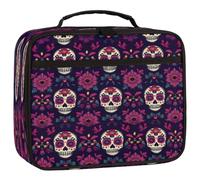 Mexpekil Kids Lunch Bag Mexican Sugar Skulls Ethnic Flower Lunch Box Bag for Boys Girls Reusable Insulated Bento Tote Bag for School Picnic Work