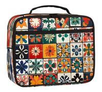 Mexpekil Kids Lunch Bag Vintage Mexican Ceramic Tiles Floral Lunch Box Bag for Boys Girls Reusable Insulated Bento Tote Bag for School Picnic Work