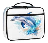 Mexpekil Kids Lunch Bag Watercolor sea Dolphin Jumping Art Painting Lunch Box Bag for Boys Girls Reusable Insulated Bento Tote Bag for School Picnic Work