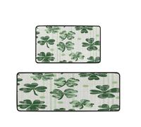Mexpekil Kitchen Mats Set of 2 Green Clover Shamrock Irish St Patrick'S Day Non Slip Kitchen Floor Mat Memory Foam Runner for Laundry Sink, 17"x47"+17"x29"