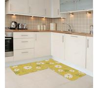 Mexpekil Kitchen Rug Set of 2 Yellow Daisy Non Slip Kitchen Floor Mat Anti Fatigue Standing Mats Long Carpet Runners for Home Office
