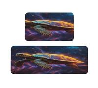 Mexpekil Kitchen Rugs Set of 2 Non Slip Washable Runner Mats Fantasy Galaxy Turtle Anti-Fatigue Floor Mat Water Absorbent Quick Dry Hallway Laundry Bathroom Rugs