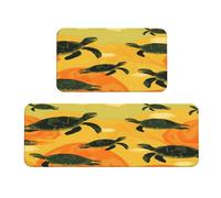 Mexpekil Kitchen Rugs Set of 2 Non Slip Washable Runner Mats Sea Turtle Pattern Anti-Fatigue Floor Mat Water Absorbent Quick Dry Hallway Laundry Bathroom Rugs