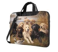 Mexpekil Labrador Retriever Puppies Laptop Bag for Women Men 14 Inch Portable Laptop Case Sleeve with Shoulder Strap Computer Carrying Case Messenger Bags for Business Travel College
