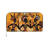 Mexpekil Ladies Purse PU Leather Wallet with Coin Pocket Zipper Handbag African Indian Women Retro Purses for Women