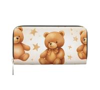 Mexpekil Ladies Purse PU Leather Wallet with Coin Pocket Zipper Handbag Cartoon Teddy Bear Purses for Women