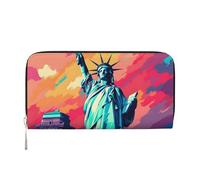 Mexpekil Ladies Purse PU Leather Wallet with Coin Pocket Zipper Handbag Colored Statue Liberty Purses for Women