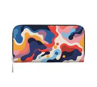 Mexpekil Ladies Purse PU Leather Wallet with Coin Pocket Zipper Handbag Colorful Wave Camo Purses for Women