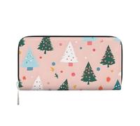 Mexpekil Ladies Purse PU Leather Wallet with Coin Pocket Zipper Handbag Cute Little Christmas Tree Purses for Women