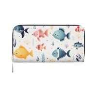 Mexpekil Ladies Purse PU Leather Wallet with Coin Pocket Zipper Handbag Cute Little Fish Pattern Purses for Women