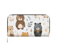 Mexpekil Ladies Purse PU Leather Wallet with Coin Pocket Zipper Handbag Cute Watercolor Teddy Bear Purses for Women